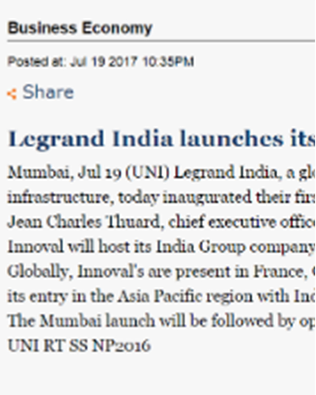 Legrand announces Innoval